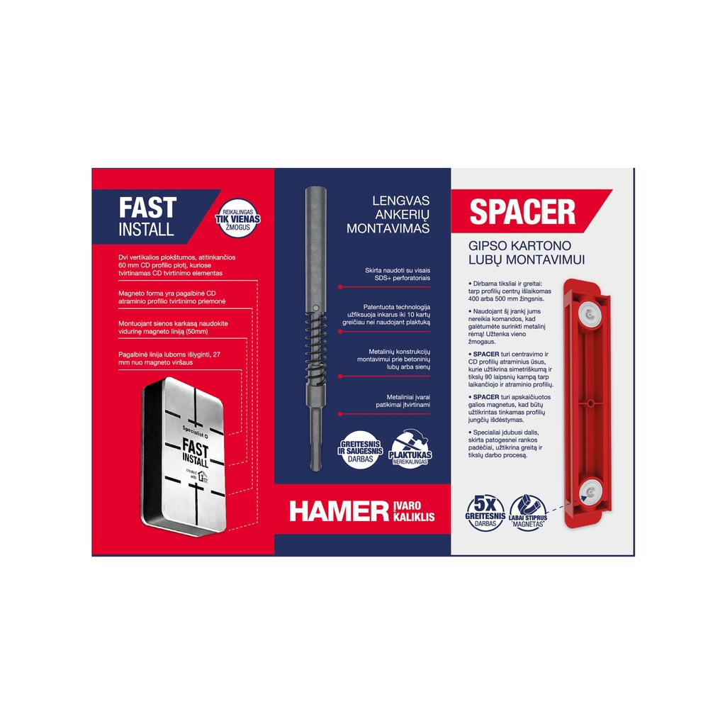 INOVACIJŲ (SPACER, FAST INSTALL, HAMER) skrajutė LT