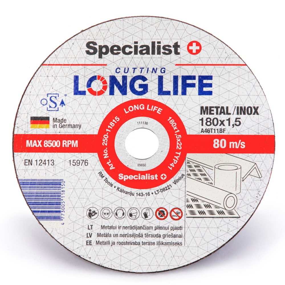 Metal cutting disc long life 180x1,5x22