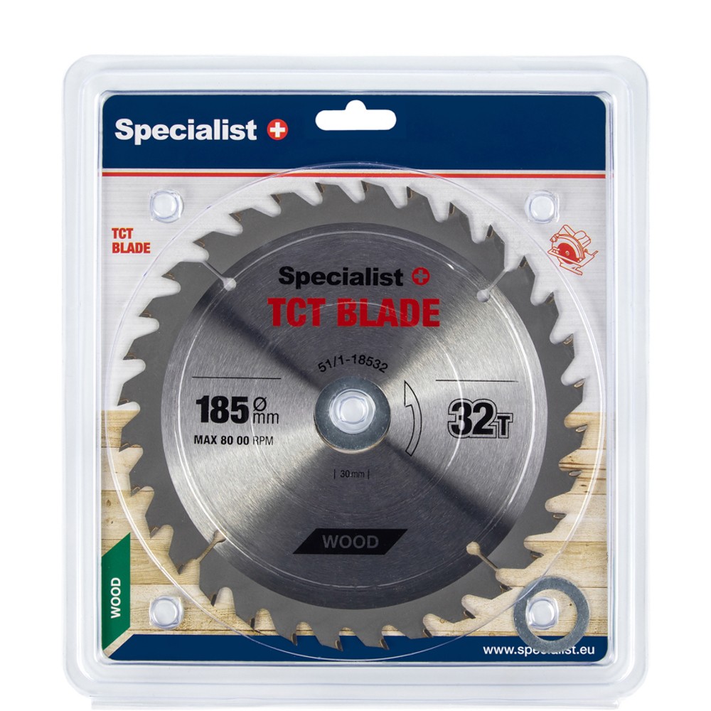 [51/1-18532] SPECIALIST+ TCT blade, 185x32Tx30/20/16 mm