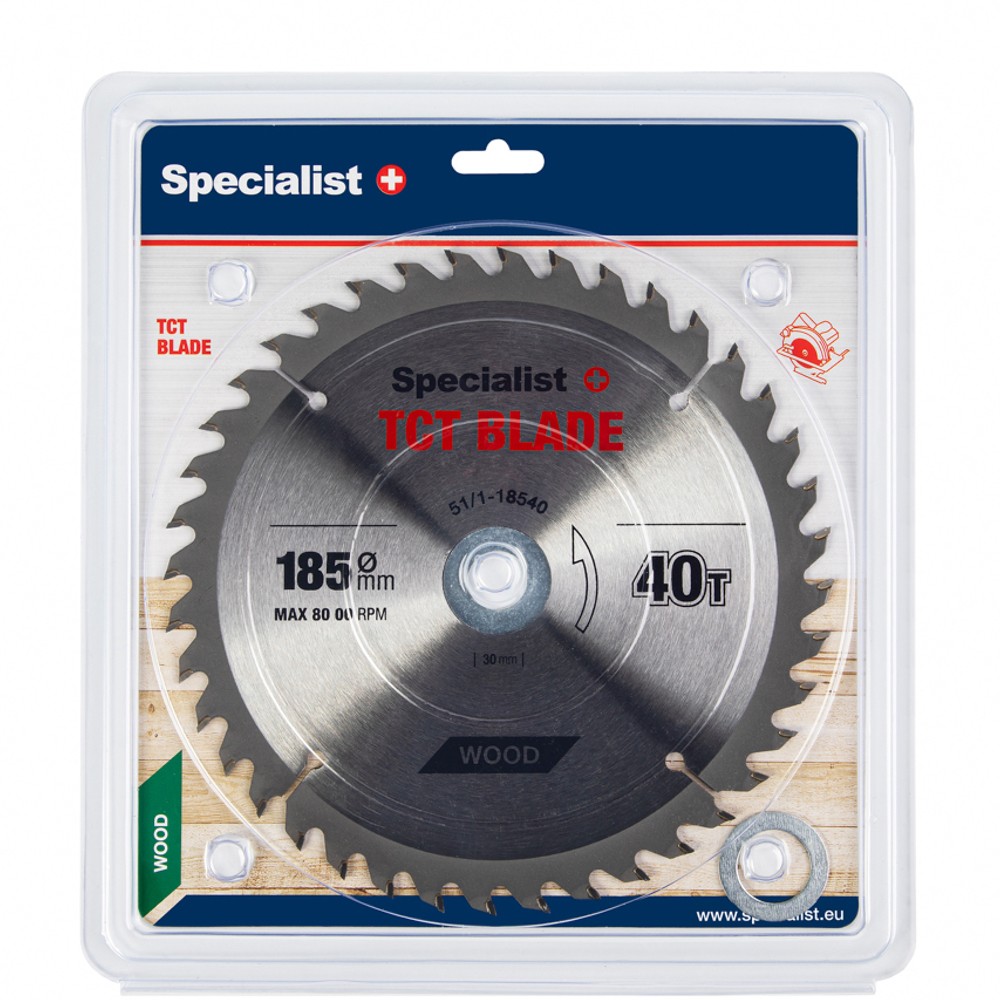 [51/1-18540] SPECIALIST+ TCT blade, 185x40Tx30/20/16 mm