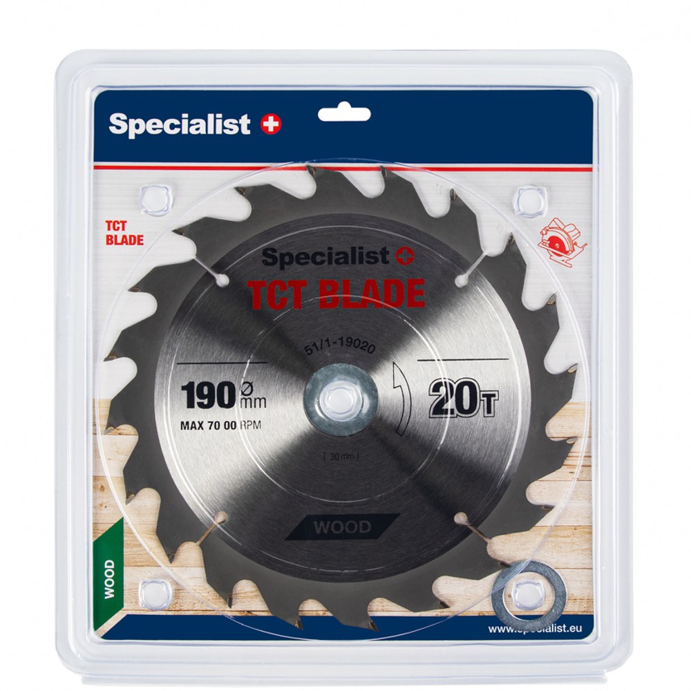 [51/1-19020] SPECIALIST+ TCT blade, 190x20Tx30/20/16 mm