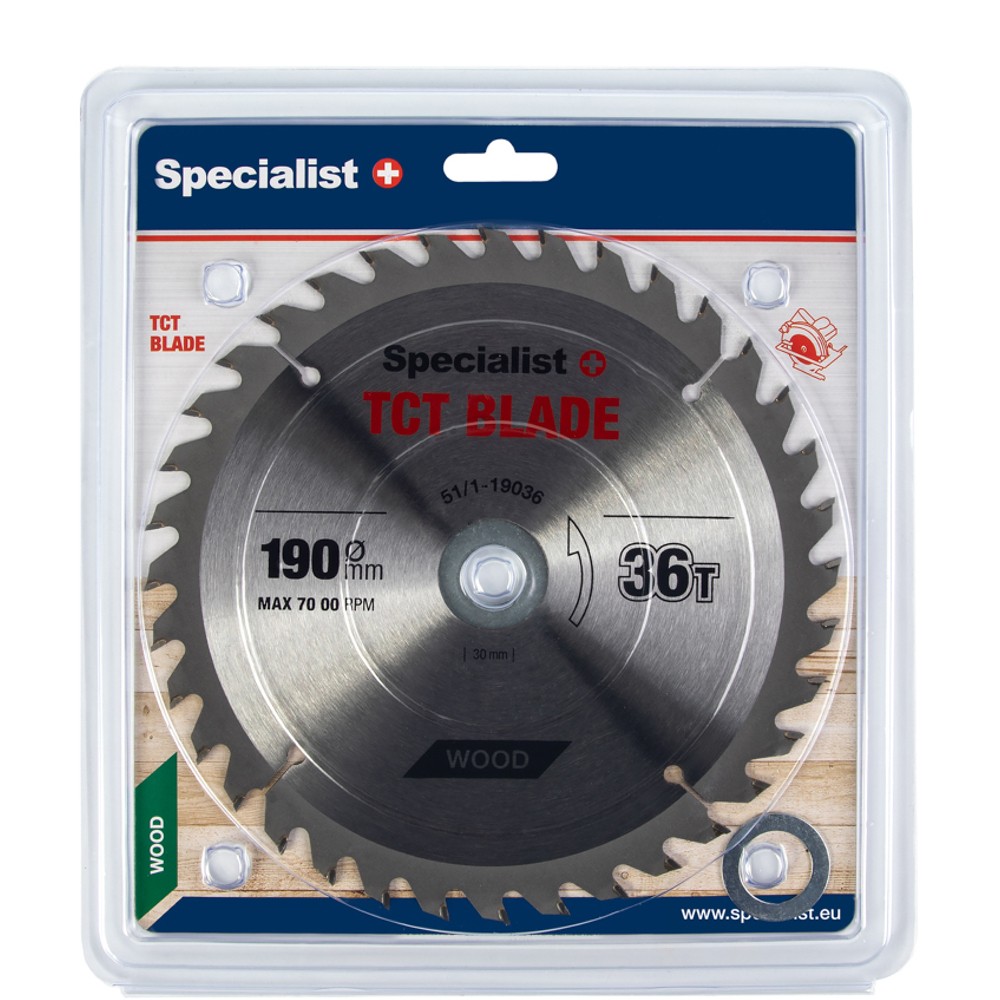 [51/1-19036] SPECIALIST+ TCT blade, 190x36Tx30/20/16 mm