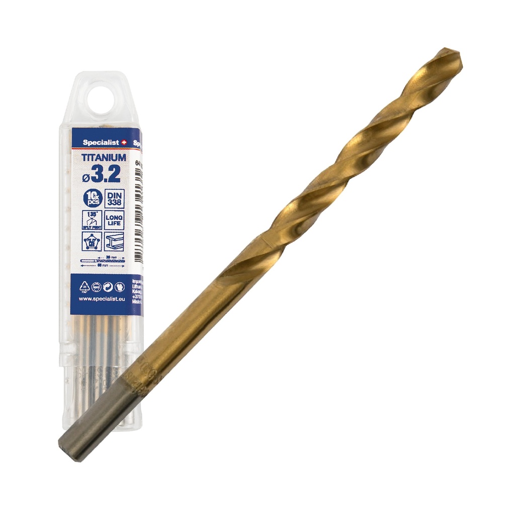 [64/1-0032Q] SPECIALIST+ drill bit TITAN, 3.2 mm, 10 pcs