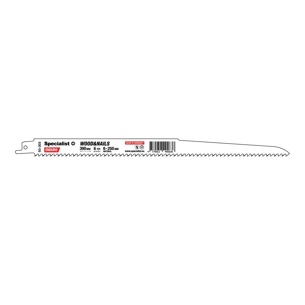 [63-303] SPECIALIST+ metal reciprocating saw blade BI-METAL, 300 mm, 6 TPI