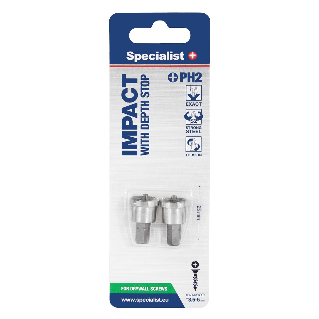 [24/2-047] SPECIALIST+ PH2 nut setter with depth stop, 25mm, 2 pcs