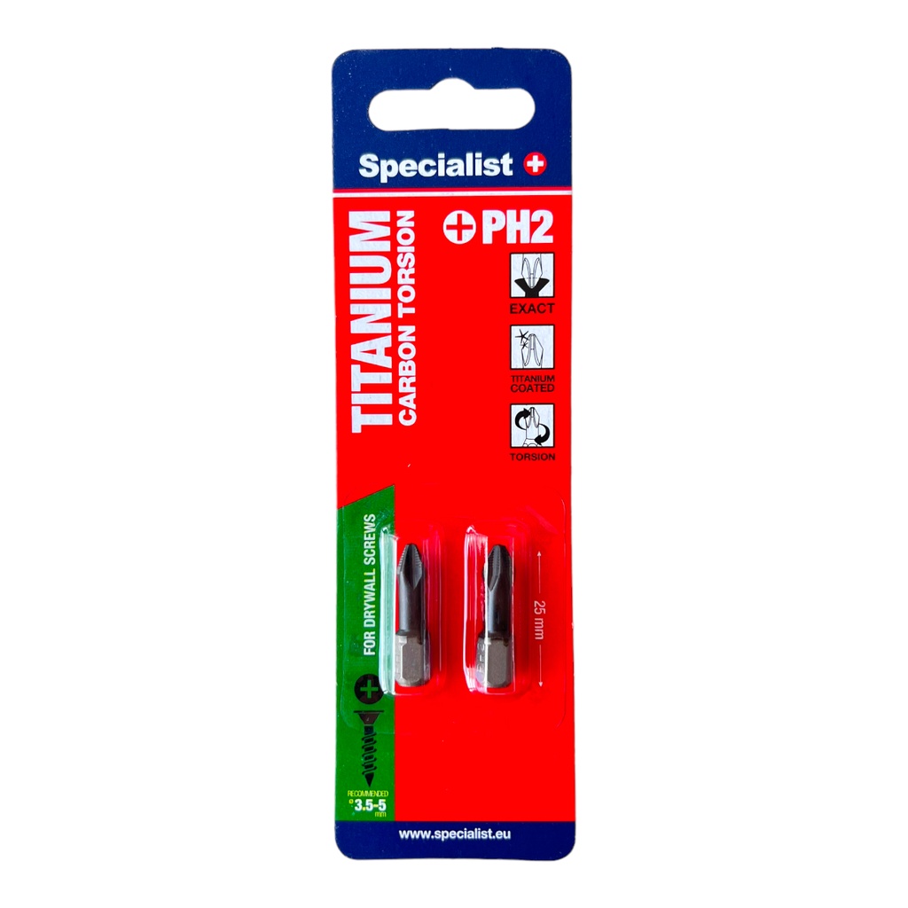 [24/2-145] SPECIALIST+ screwdriver bit TITAN CARBON PH2 TORSION, 2 pcs