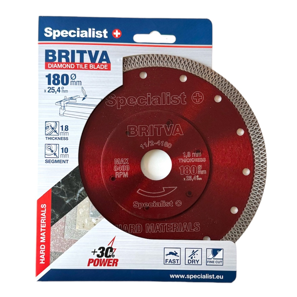 [11/2-4180] SPECIALIST+ diamond cutting disc BRITVA, 180x1,8x25,4 mm