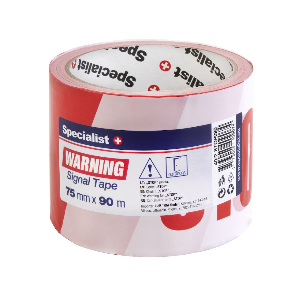 [40/2-STOP090] Warning foil R/W STOP 90m x 75mm